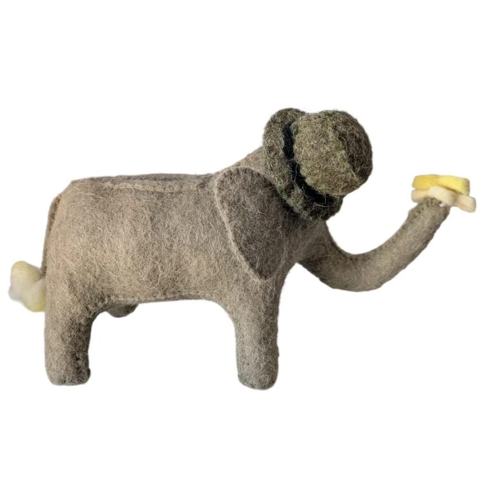 Wool Felt Elephant Piggy Bank Zoo Animal Nursey Baby Whimsical Decor Gray
